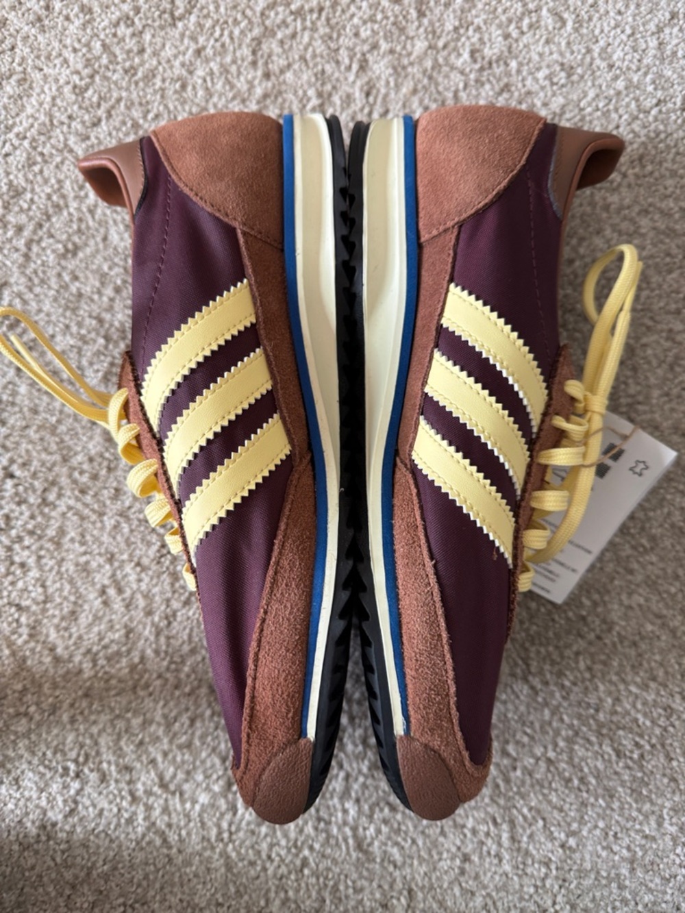Adidas SL72 Maroon & Yellow Retro Sneaker with Stripe Detail | 6.5 - Picture 3 of 7